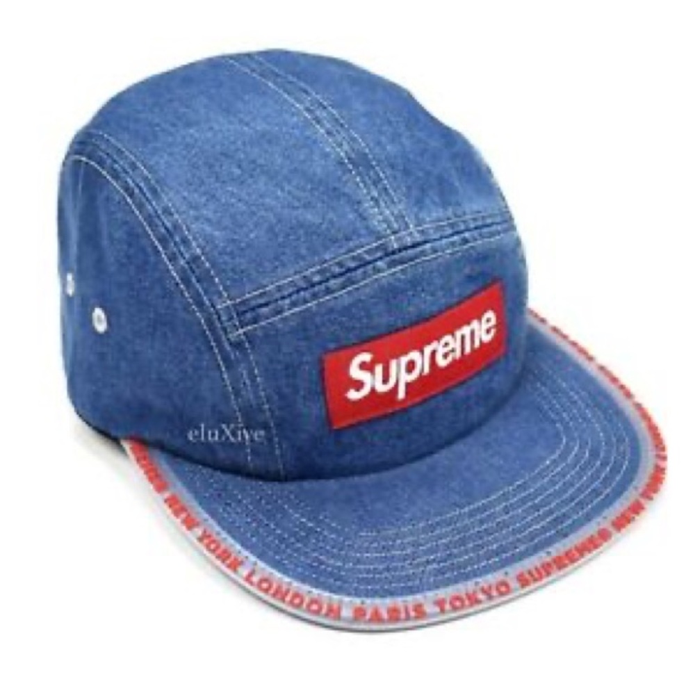 Supreme logo denim cap